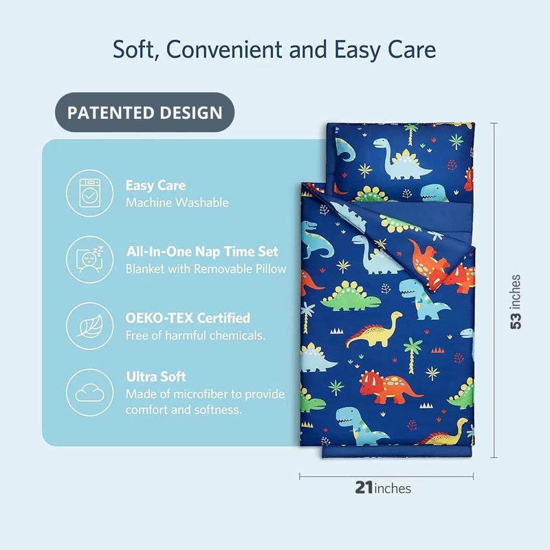 Cokouchyi Extra Large Toddler Nap mat by , Toddler Sleeping Bag with Removable Pillow, Measures 53 x 21 x 1.5 Inches, Sleeping Mat, Ideal for Daycare and Preschool Kindergarten - Image 3
